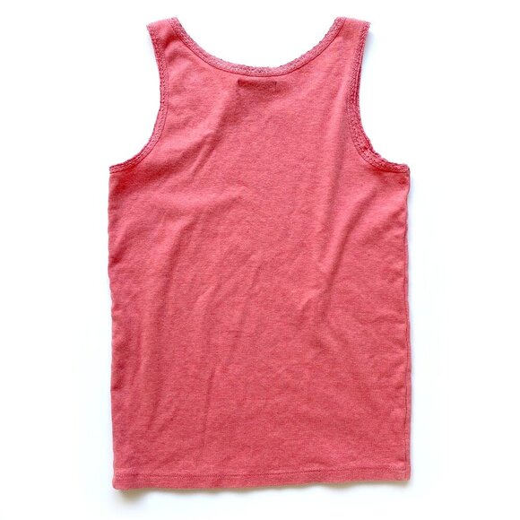 Gap Girls Coral Pink Cotton Tank Top XXL 14-16 w/ Crochet Trim - Picture 2 of 5